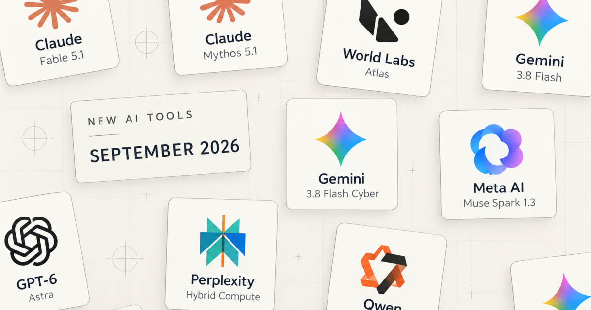 new AI tools released September 2026 lineup graphic